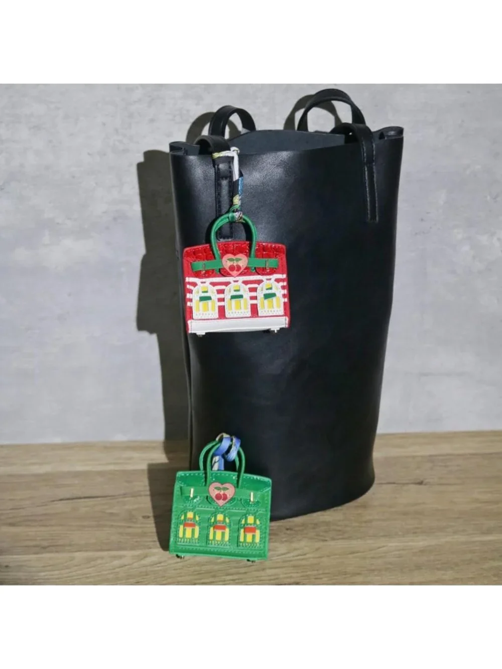 Stylish 2 PCS Mini Tote Bag Charms & Keychain Pouch Coin Purse Wallet Set
